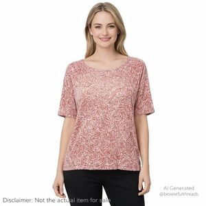Minimum Size 34 Red Abstract Viscose Top US 2–4 Small